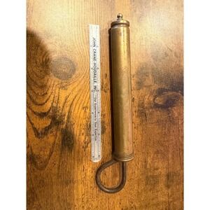 Antique Brass Grease Gun Vintage Industrial Oiler Syringe Iron Loop Handle 8.5"